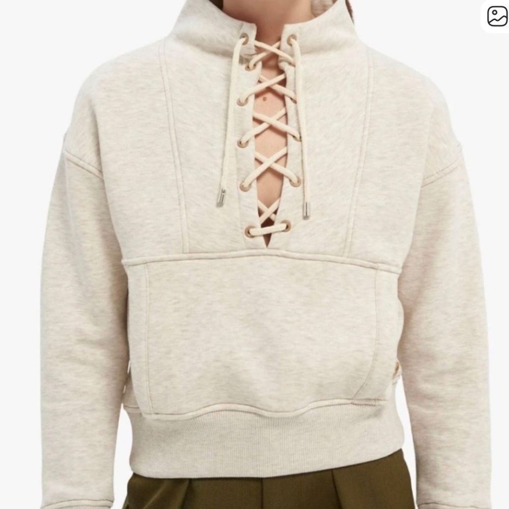 Scotch & Soda Cream Lace-Up Sweatshirt never worn